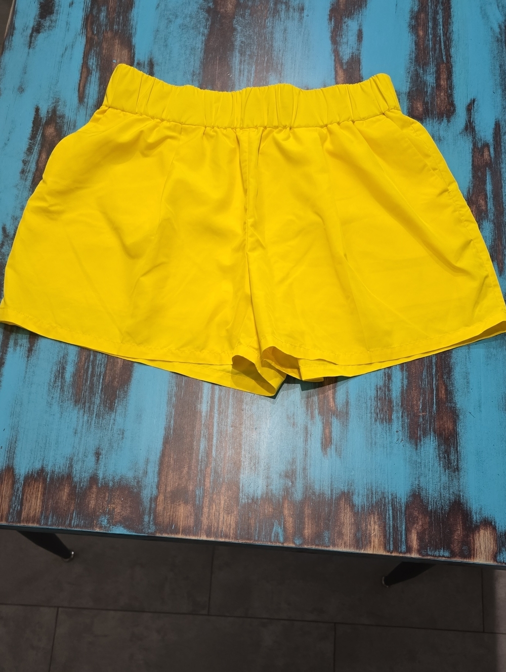 Express Bright Yellow Elastic Waist Hi Rise Shorts